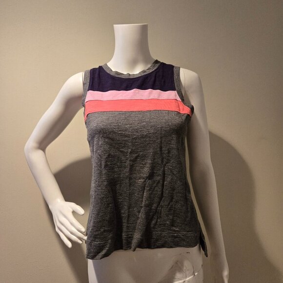 Evereve Porter Stripe Tank Top Gray Pink XS - Picture 1 of 5